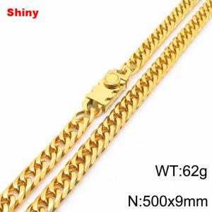 500x9mm Shiny Link Chain Necklace With Unique Clasp Men Women Stainless Steel 304 Jewelry Gold Color - KN284710-Z