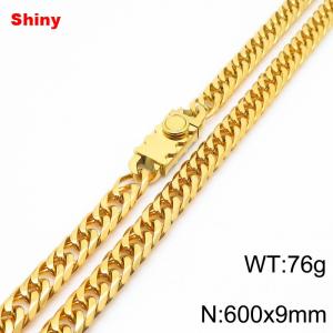 600x9mm Shiny Link Chain Necklace With Unique Clasp Men Women Stainless Steel 304 Jewelry Gold Color - KN284712-Z