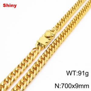 700x9mm Shiny Link Chain Necklace With Unique Clasp Men Women Stainless Steel 304 Jewelry Gold Color - KN284714-Z