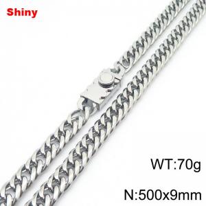 500x9mm Shiny Link Chain Necklace With Unique Clasp Men Women Stainless Steel 304 Jewelry Silver Color - KN284717-Z