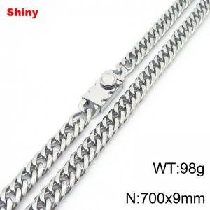 700x9mm Shiny Link Chain Necklace With Unique Clasp Men Women Stainless Steel 304 Jewelry Silver Color - KN284721-Z