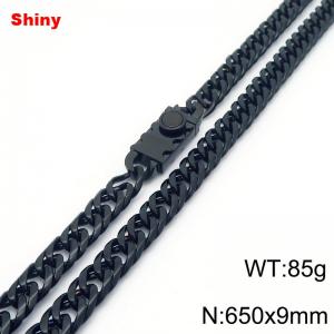 650x9mm Shiny Link Chain Necklace With Unique Clasp Men Women Stainless Steel 304 Jewelry Black Color - KN284727-Z