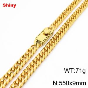 550x9mm Shiny Link Chain Necklace With Unique Clasp Men Women Stainless Steel 304 Jewelry Gold Color - KN284732-Z