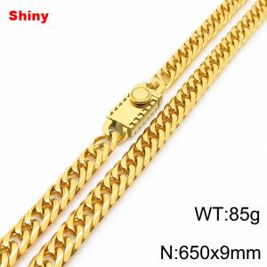 650x9mm Shiny Link Chain Necklace With Unique Clasp Men Women Stainless Steel 304 Jewelry Gold Color - KN284734-Z