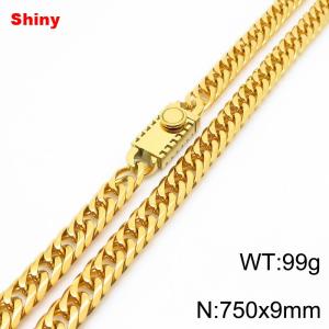 750x9mm Shiny Link Chain Necklace With Unique Clasp Men Women Stainless Steel 304 Jewelry Gold Color - KN284736-Z