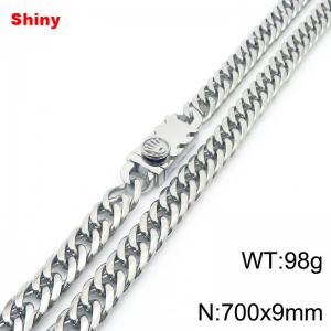 700x9mm Shiny Link Chain Necklace With Unique Clasp Men Women Stainless Steel 304 Jewelry Silver Color - KN284784-Z