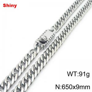 650x9mm Shiny Link Chain Necklace With Unique Clasp Men Women Stainless Steel 304 Jewelry Silver Color - KN284804-Z