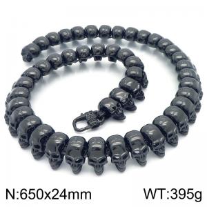 European and American domineering skull stainless steel men's necklace - KN284930-KJX