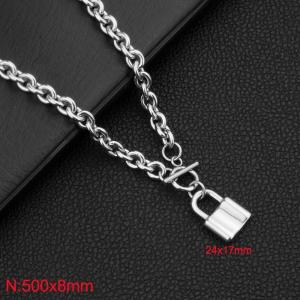 Stainless steel lock OT buckle necklace - KN284940-Z