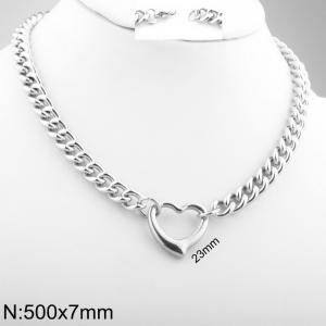 Stainless steel hollow heart-shaped twisted chain necklace - KN284941-Z