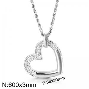 Stainless steel Fried Dough Twists chain heart-shaped pendant necklace - KN284951-Z