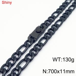 11mm 70cm minimalist polished plain chain stainless steel square buckle 3:1 Figaro necklace - KN285131-Z