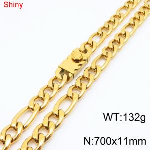700x11mm Gold Color Stainless Steel Shiny 3：1 NK Chain Necklace For Women Men - KN285138-Z