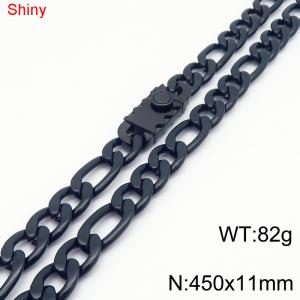 450x11mm Black Color Stainless Steel Shiny 3：1 NK Chain Necklace For Women Men - KN285140-Z