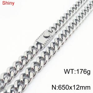 650X12mm Stainless Steel Cuban Necklace - KN285151-Z