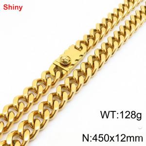 450x12mm Gold Color Cuban Chain Stainless Steel  Necklace for Men Women - KN285231-Z