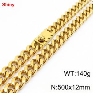 500x12mm Gold Color Cuban Chain Stainless Steel  Necklace for Men Women - KN285232-Z