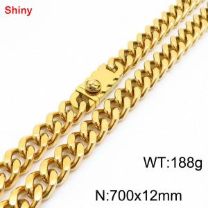 700x12mm Gold Color Cuban Chain Stainless Steel  Necklace for Men Women - KN285236-Z