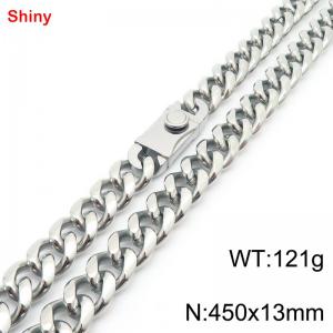 450x13mm stainless steel Cuban chain necklace in steel color - KN285357-Z