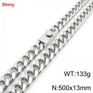 500x13mm stainless steel Cuban chain necklace in steel color - KN285358-Z