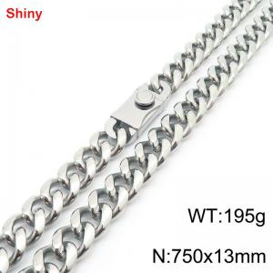 750x13mm stainless steel Cuban chain necklace in steel color - KN285363-Z