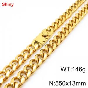 550x13mm stainless steel gold Cuban chain necklace - KN285366-Z