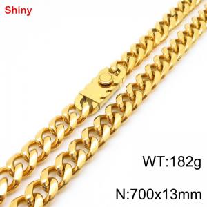 700x13mm stainless steel gold Cuban chain necklace - KN285369-Z