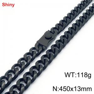 450x13mm stainless steel black Cuban chain necklace - KN285371-Z