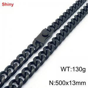 500x13mm stainless steel black Cuban chain necklace - KN285372-Z