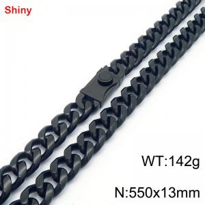 550x13mm stainless steel black Cuban chain necklace - KN285373-Z