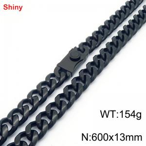 600x13mm stainless steel black Cuban chain necklace - KN285374-Z