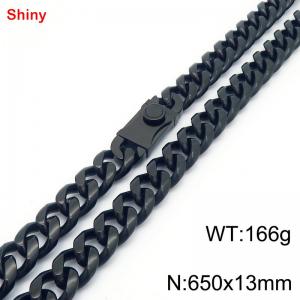 650x13mm stainless steel black Cuban chain necklace - KN285375-Z