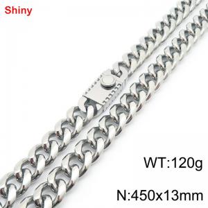 450x13mm stainless steel Cuban chain necklace in steel color - KN285378-Z