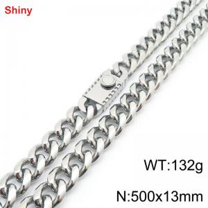 500x13mm stainless steel Cuban chain necklace in steel color - KN285379-Z