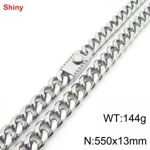 550x13mm stainless steel Cuban chain necklace in steel color - KN285380-Z