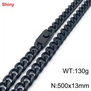 500x13mm stainless steel black Cuban chain necklace - KN285393-Z