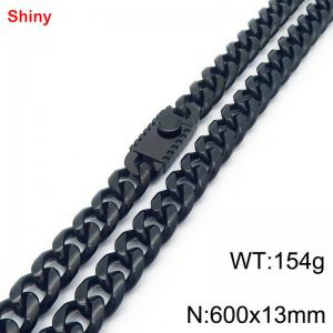 600x13mm stainless steel black Cuban chain necklace - KN285395-Z