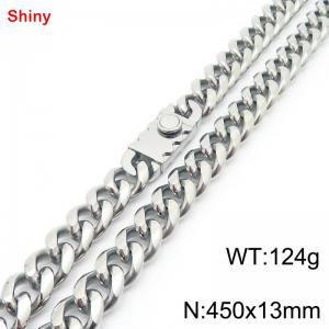 450x13mm stainless steel Cuban chain necklace in steel color - KN285399-Z