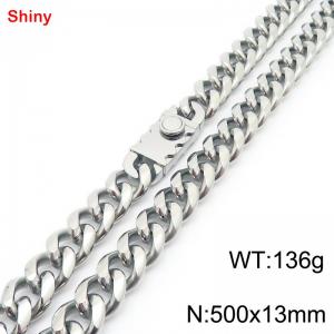 500x13mm stainless steel Cuban chain necklace in steel color - KN285400-Z