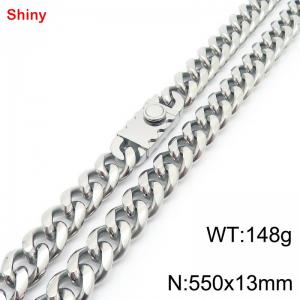 550x13mm stainless steel Cuban chain necklace in steel color - KN285401-Z