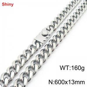 600x13mm stainless steel Cuban chain necklace in steel color - KN285402-Z