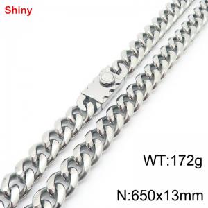 650x13mm stainless steel Cuban chain necklace in steel color - KN285403-Z