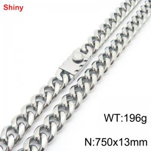 750x13mm stainless steel Cuban chain necklace in steel color - KN285405-Z