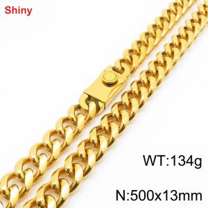 500x13mm stainless steel gold Cuban chain necklace - KN285407-Z