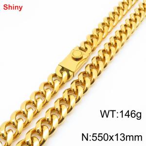 550x13mm stainless steel gold Cuban chain necklace - KN285408-Z