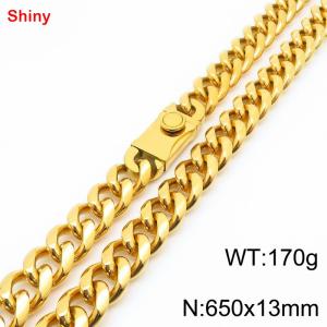 650x13mm stainless steel gold Cuban chain necklace - KN285410-Z