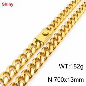 700x13mm stainless steel gold Cuban chain necklace - KN285412-Z