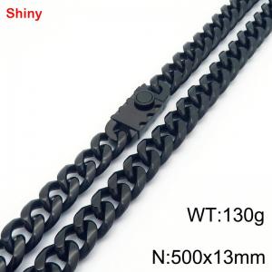 500x13mm stainless steel black Cuban chain necklace - KN285414-Z