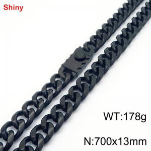 700x13mm stainless steel black Cuban chain necklace - KN285418-Z