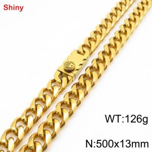 500x13mm stainless steel gold Cuban chain necklace - KN285421-Z